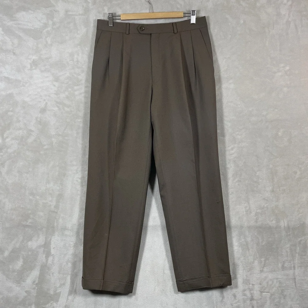 Vtg 80s Ralph Lauren Double Pleated Slacks Pants Men 34x30 Cuff Wool Flowy Chaps